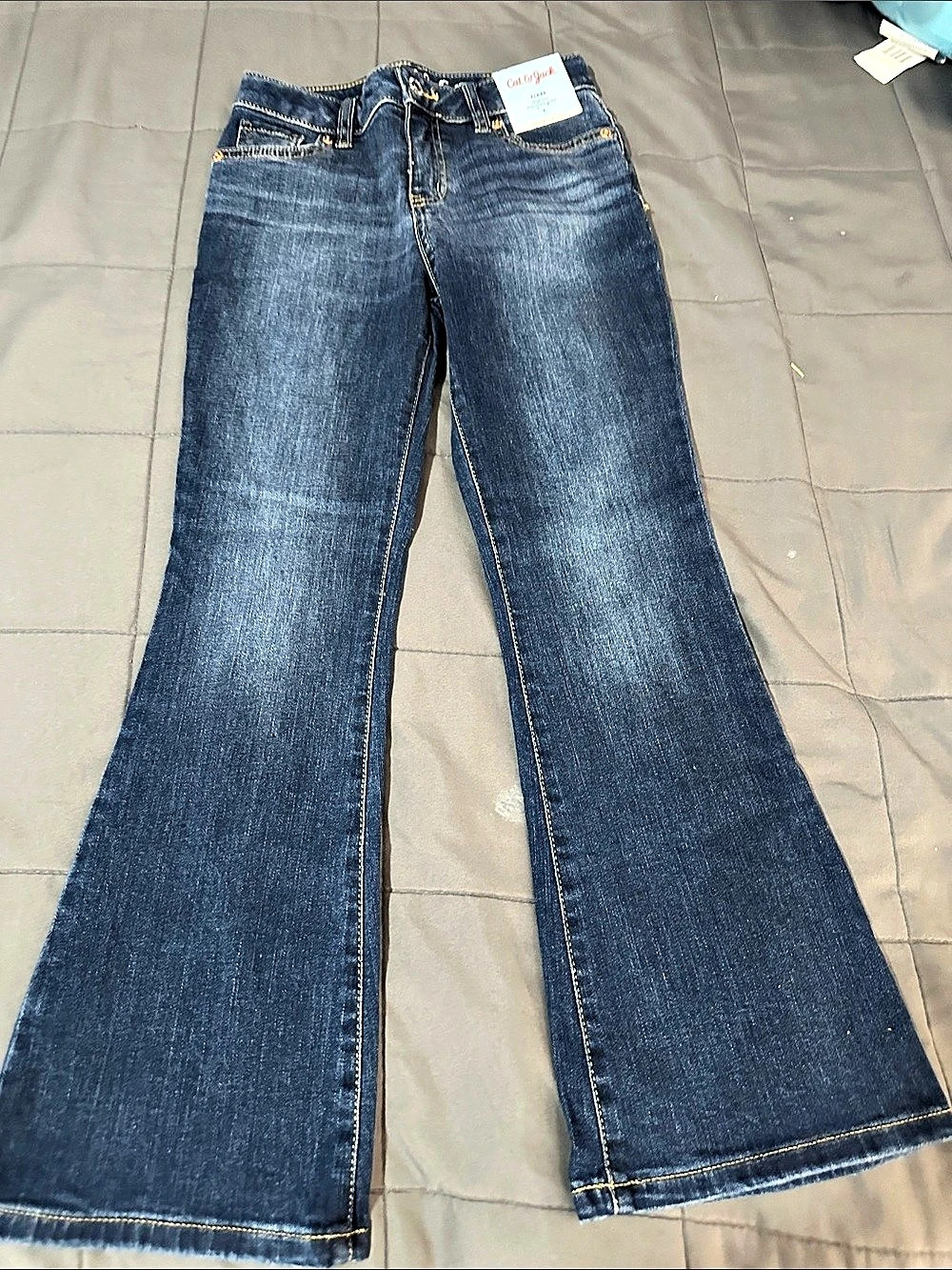 Cat & Jack Flare Jeans in Blue Waist 8